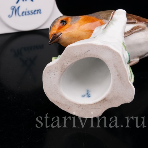 Статуэтка птицы из фарфора Малиновка, Meissen, Германия, сер. 19 - нач. 20 вв.