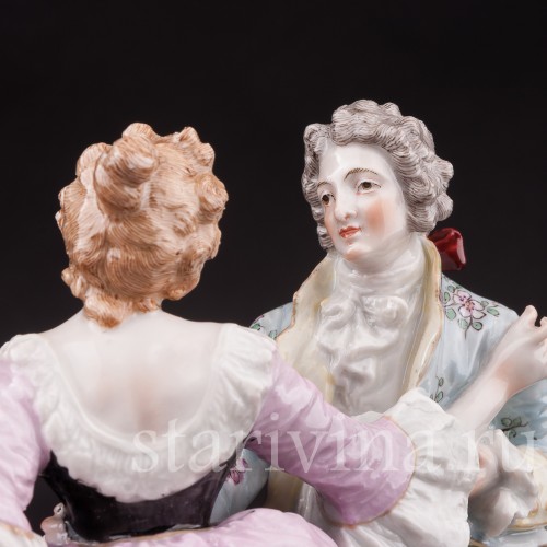 Фарфоровая статуэтка Тет-а-тет, влюбленная пара Dressel, Kister & Co, Германия, кон. 19 - нач.20 вв.
