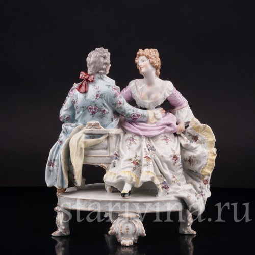 Фарфоровая статуэтка Тет-а-тет, влюбленная пара Dressel, Kister & Co, Германия, кон. 19 - нач.20 вв.