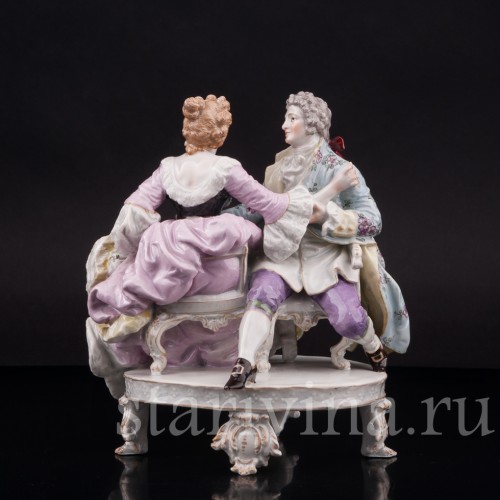 Фарфоровая статуэтка Тет-а-тет, влюбленная пара Dressel, Kister & Co, Германия, кон. 19 - нач.20 вв.