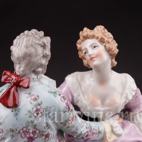 Фарфоровая статуэтка Тет-а-тет, влюбленная пара Dressel, Kister & Co, Германия, кон. 19 - нач.20 вв.