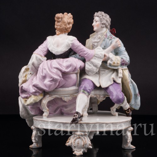 Фарфоровая статуэтка Тет-а-тет, влюбленная пара Dressel, Kister & Co, Германия, кон. 19 - нач.20 вв.