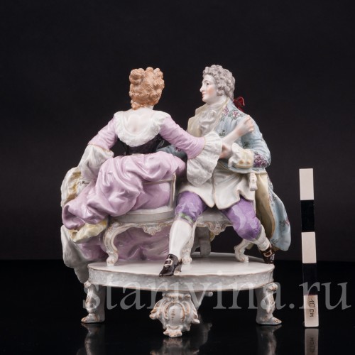 Фарфоровая статуэтка Тет-а-тет, влюбленная пара Dressel, Kister & Co, Германия, кон. 19 - нач.20 вв.