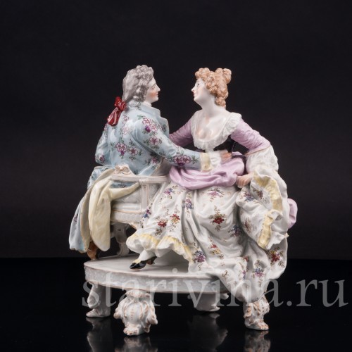 Фарфоровая статуэтка Тет-а-тет, влюбленная пара Dressel, Kister & Co, Германия, кон. 19 - нач.20 вв.