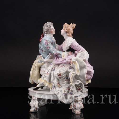 Фарфоровая статуэтка Тет-а-тет, влюбленная пара Dressel, Kister & Co, Германия, кон. 19 - нач.20 вв.