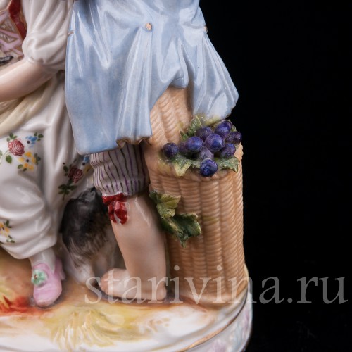 Фарфоровая статуэтка Аллегория осени, дети с козликом, Volkstedt, Германия, нач. 20 в.