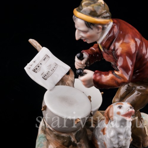 Фарфоровая статуэтка Музыкант с литаврами, Дрезден, Германия, нач. 20 в.