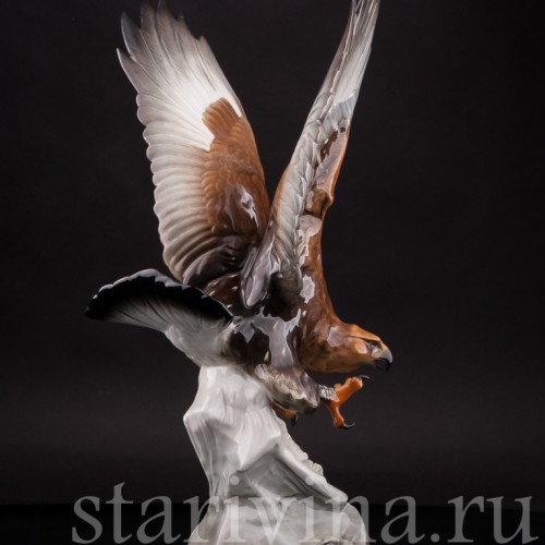 Фарфоровая статуэтка птицы Орел-беркут, Hutschenreuther, Германия, 1970 гг.