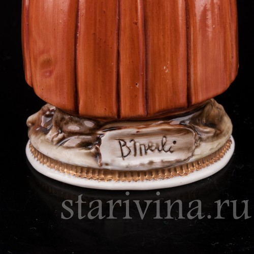 Фигурка из фарфора Девочка с кошкой Bruno Merli, Италия, сер. 20 века.