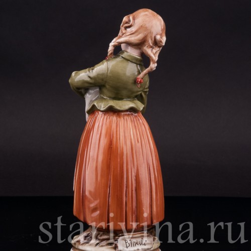 Фигурка из фарфора Девочка с кошкой Bruno Merli, Италия, сер. 20 века.