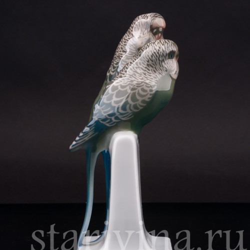Фарфоровая статуэтка птиц Два волнистых попугая, Rosenthal, Германия, 1915 г.