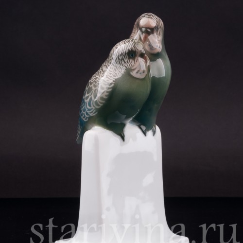 Фарфоровая статуэтка птиц Два волнистых попугая, Rosenthal, Германия, 1915 г.