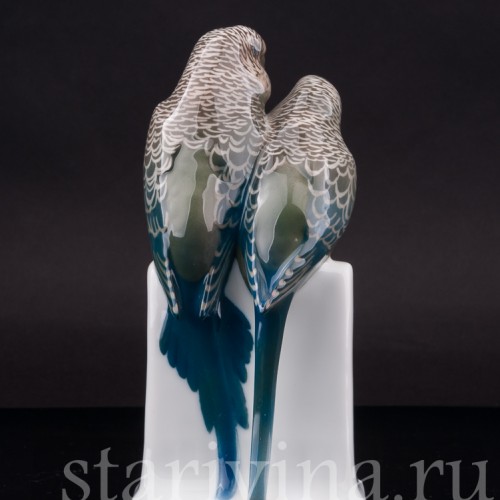 Фарфоровая статуэтка птиц Два волнистых попугая, Rosenthal, Германия, 1915 г.