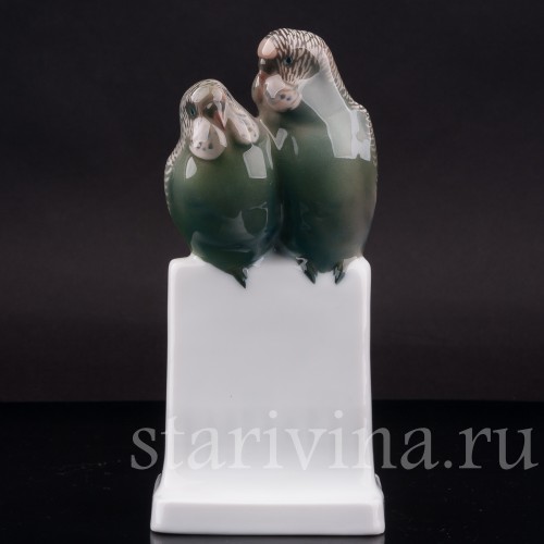 Фарфоровая статуэтка птиц Два волнистых попугая, Rosenthal, Германия, 1915 г.