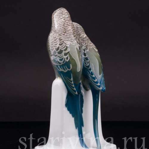 Фарфоровая статуэтка птиц Два волнистых попугая, Rosenthal, Германия, 1915 г.