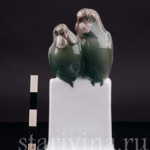 Фарфоровая статуэтка птиц Два волнистых попугая, Rosenthal, Германия, 1915 г.