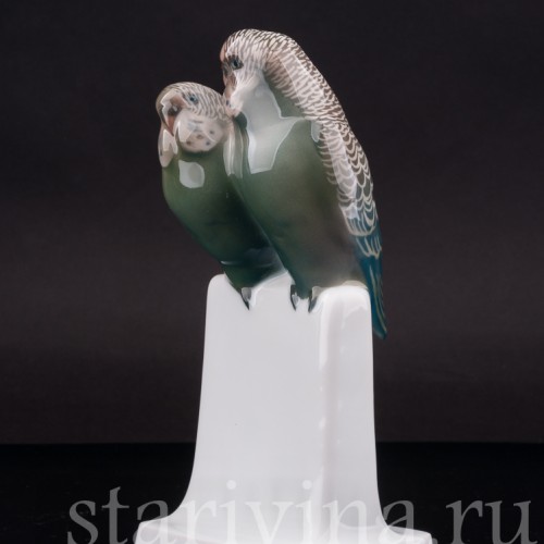 Фарфоровая статуэтка птиц Два волнистых попугая, Rosenthal, Германия, 1915 г.