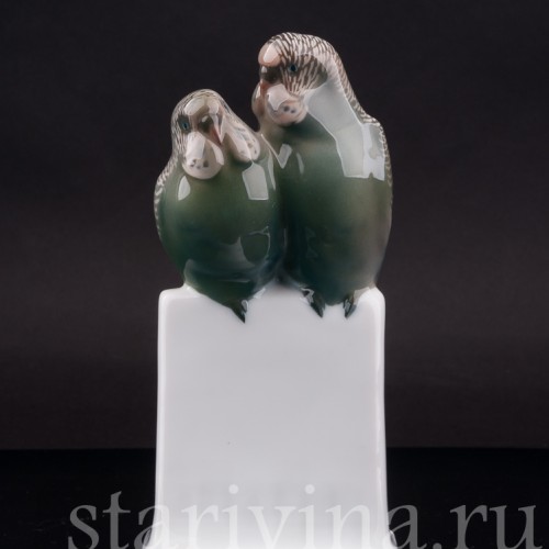Фарфоровая статуэтка птиц Два волнистых попугая, Rosenthal, Германия, 1915 г.