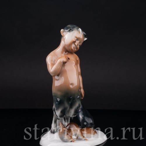 Фигурка из фарфора Фавн, ворона и белка Goebel, Германия, 1935-49 гг.