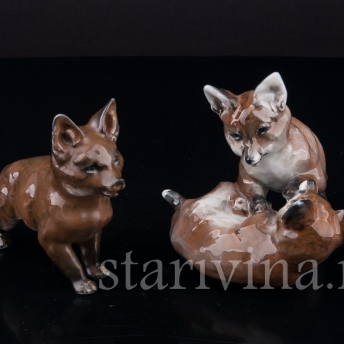 Фигурка из фарфора Играющие лисята Rosenthal, Германия, 1946 год.