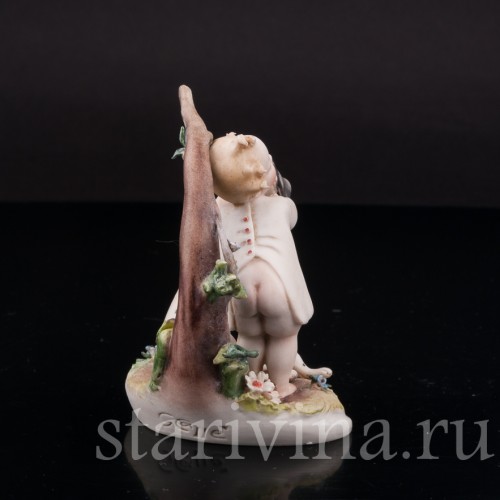Фарфоровая фигурка Малыш с собакой, миниатюра, Giuseppe Cappe, Италия, вт. пол. 20 в.