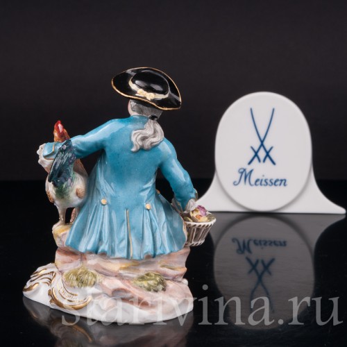 Фарфоровая статуэтка Мальчик с петухом, Meissen, Германия, сер. 19 - нач. 20 в.
