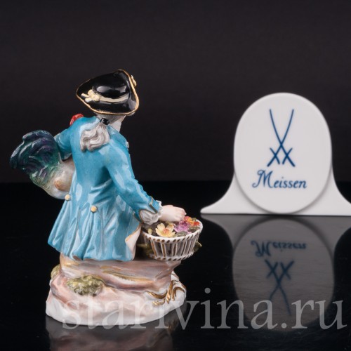Фарфоровая статуэтка Мальчик с петухом, Meissen, Германия, сер. 19 - нач. 20 в.