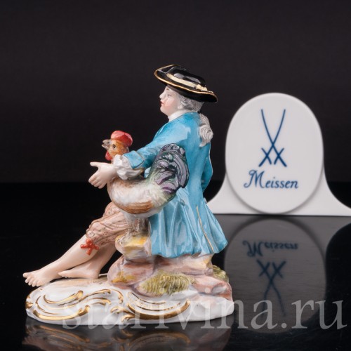 Фарфоровая статуэтка Мальчик с петухом, Meissen, Германия, сер. 19 - нач. 20 в.