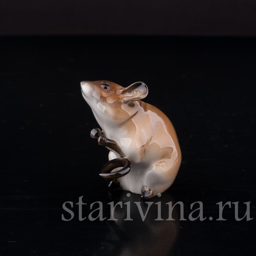 Фарфоровая фигурка Мышка на задних лапках, Hutschenreuther, Германия, 1970 гг.