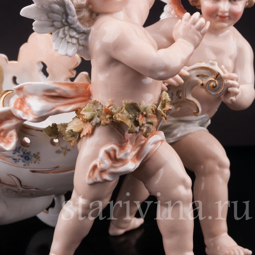 Фарфоровая статуэтка Ангелочки с возком, Volkstedt, Германия, кон. 19 в.