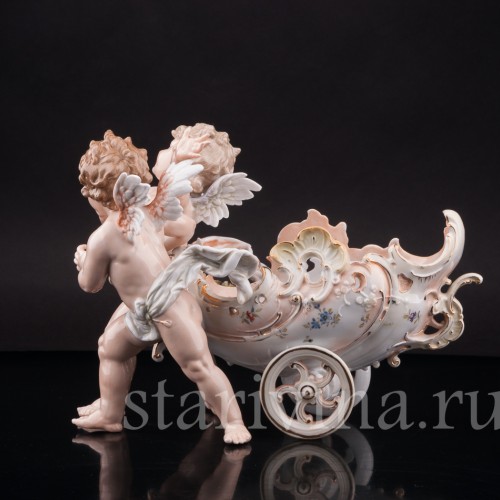 Фарфоровая статуэтка Ангелочки с возком, Volkstedt, Германия, кон. 19 в.