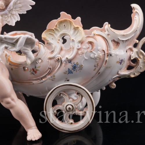 Фарфоровая статуэтка Ангелочки с возком, Volkstedt, Германия, кон. 19 в.