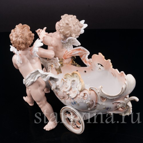 Фарфоровая статуэтка Ангелочки с возком, Volkstedt, Германия, кон. 19 в.