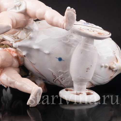 Фарфоровая статуэтка Ангелочки с возком, Volkstedt, Германия, кон. 19 в.