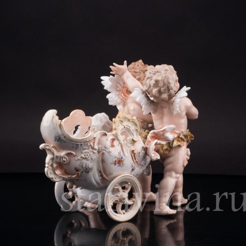 Фарфоровая статуэтка Ангелочки с возком, Volkstedt, Германия, кон. 19 в.