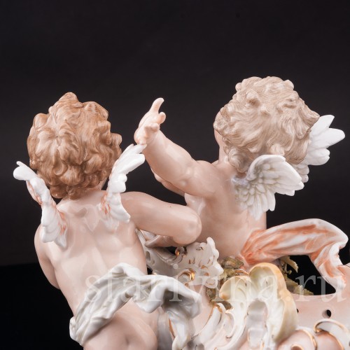 Фарфоровая статуэтка Ангелочки с возком, Volkstedt, Германия, кон. 19 в.