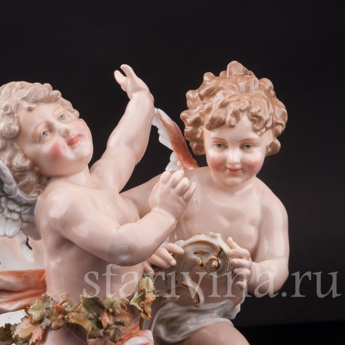 Фарфоровая статуэтка Ангелочки с возком, Volkstedt, Германия, кон. 19 в.