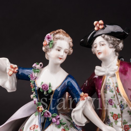 Фарфоровая статуэтка балерины Мари Анн Камарго с кавалером, Volkstedt, Германия, нач. 20 в.