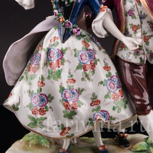 Фарфоровая статуэтка балерины Мари Анн Камарго с кавалером, Volkstedt, Германия, нач. 20 в.