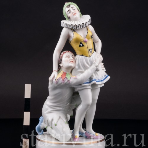 Фарфоровая статуэтка Пьеро и пьеретта, Muller & Co, Германия, нач. 20 в.