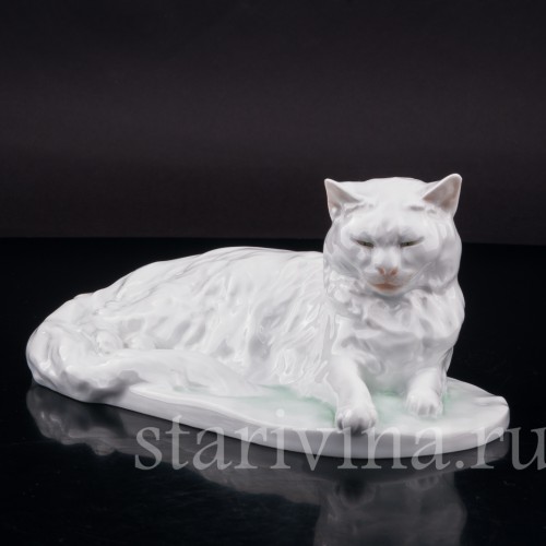 Фигурка из фарфора Ангорская белая кошка Herend, Венгрия, 1960-70 гг.