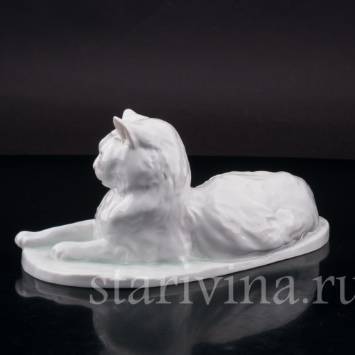 Фигурка из фарфора Ангорская белая кошка Herend, Венгрия, 1960-70 гг.