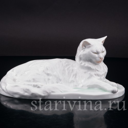 Фигурка из фарфора Ангорская белая кошка Herend, Венгрия, 1960-70 гг.