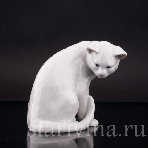 Фарфоровая фигурка Кот, Royal Copenhagen, Дания, 1990 гг.