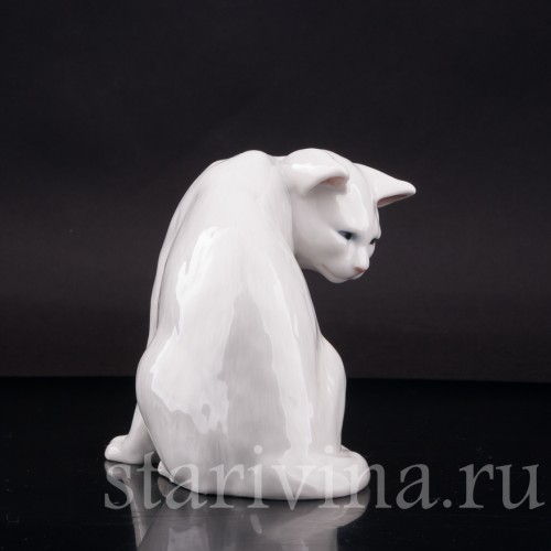 Фарфоровая фигурка Кот, Royal Copenhagen, Дания, 1990 гг.