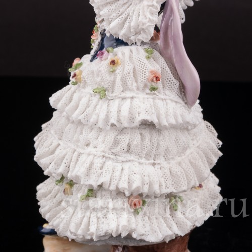 Фарфоровая статуэтка танцовщицы Балерина Мари Анн Камарго, кружевная, Volkstedt, Германия, до 1936 г.