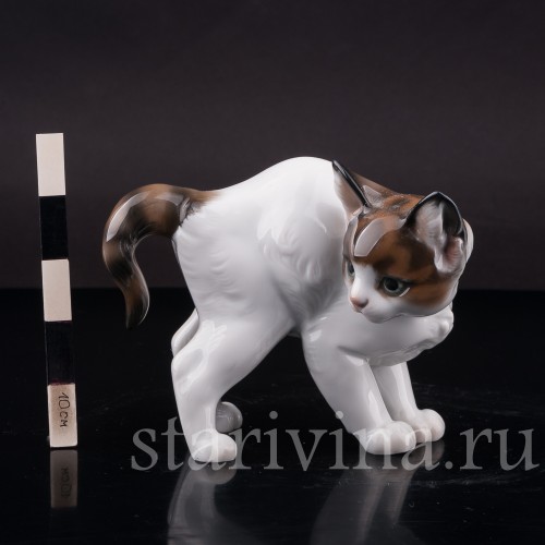 Фарфоровая статуэтка Котёнок с выгнутой спинкой, Rosenthal, Германия, 1965 год.