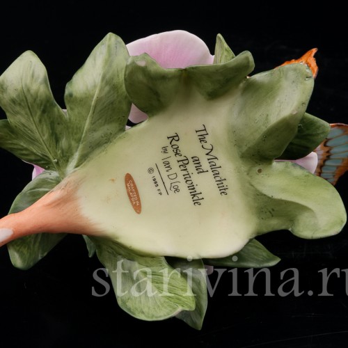 Композиция из фарфора Бабочка на цветах, Franklin Porcelain, Великобритания, 1985 г.