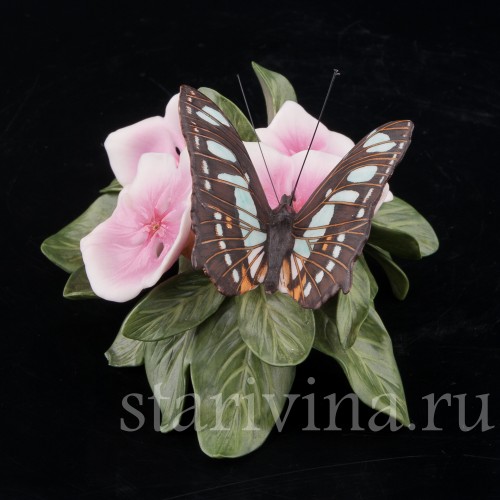 Композиция из фарфора Бабочка на цветах, Franklin Porcelain, Великобритания, 1985 г.