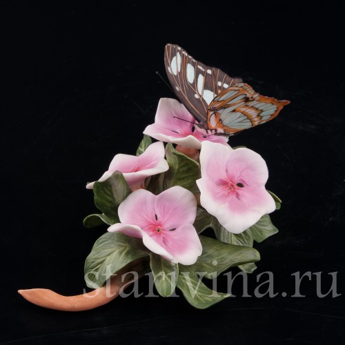 Композиция из фарфора Бабочка на цветах, Franklin Porcelain, Великобритания, 1985 г.